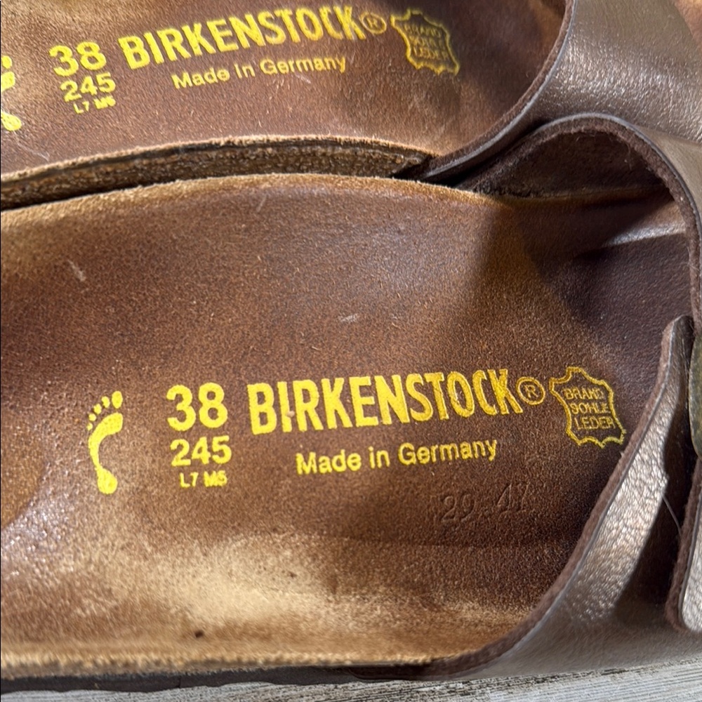 Birkenstock Brown Leather Footbed Sandals - Picture 2 of 8